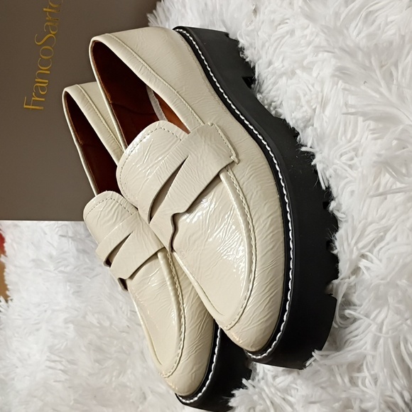 New Franco Sarto Balin Putty Color Leather Loafers with Chunky Black Soles SZ 7M main image 10